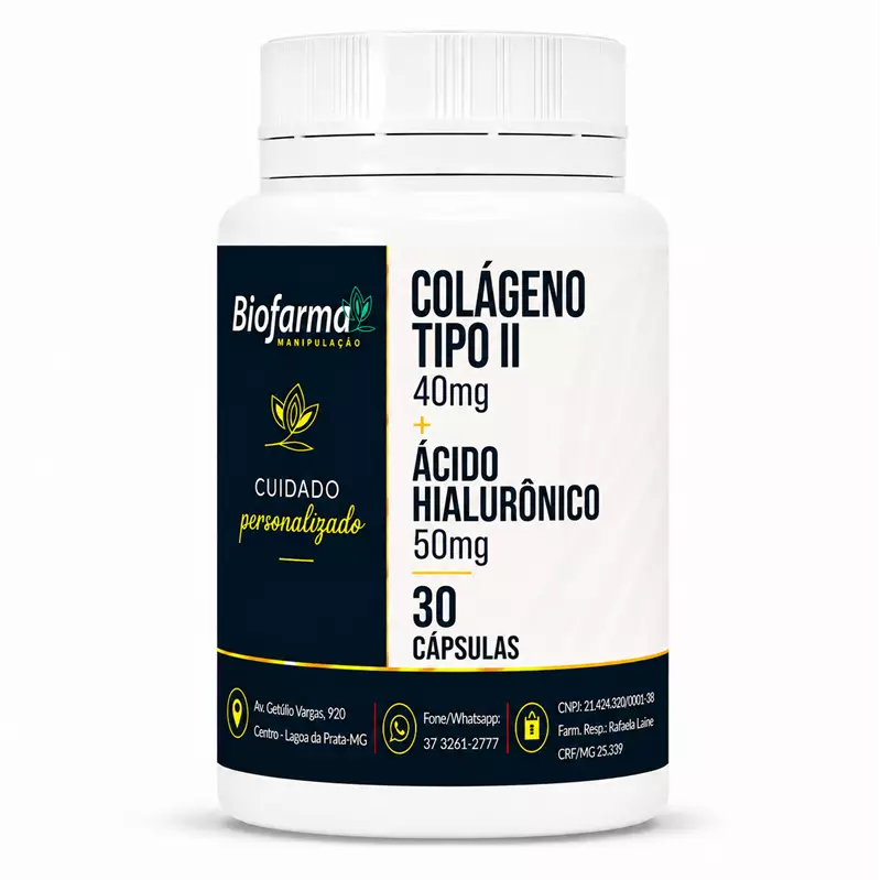 Colágeno Tipo II 40mg + Ácido Hialurônico 50mg - 30 Cápsulas