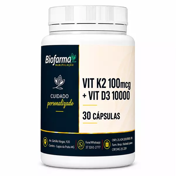 Vit K2 100mcg + Vit D3 10000 30 Cápsulas