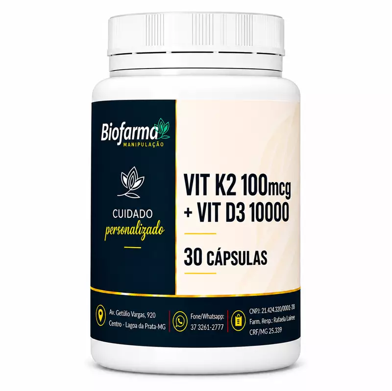 Vit K2 100mcg + Vit D3 10000 30 Cápsulas